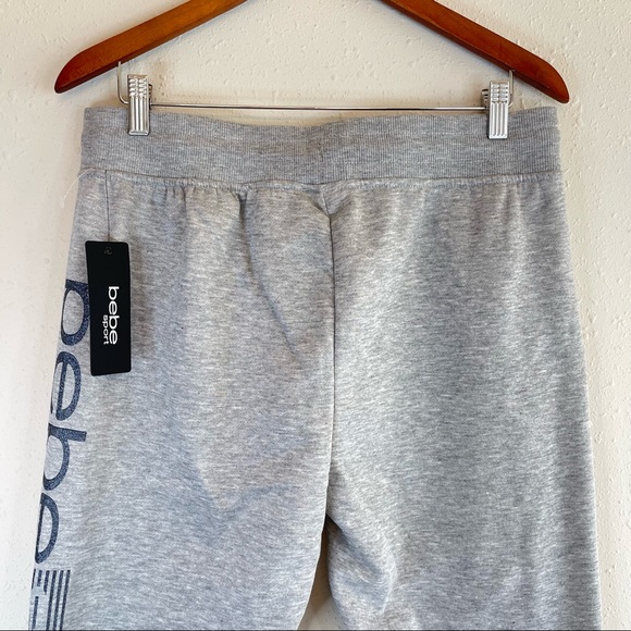 BEBE Sport Glitter Logo Stripe Heather Grey Joggers/Sz:L/NWT - Picture 8 of 12